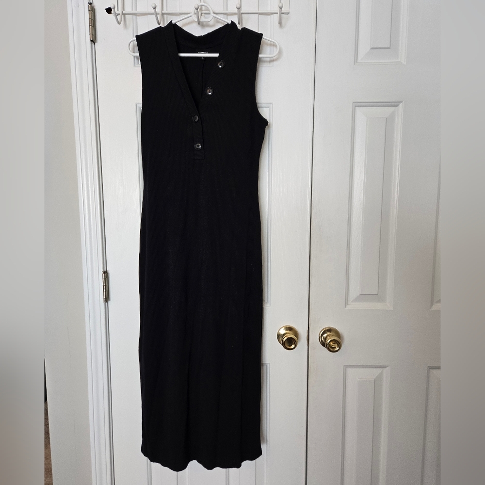Who What Wear Black Ribbed Sleeveless Dress Size S